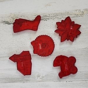 Vintage HRM Made in USA clear red variety of 5 cookie cutters